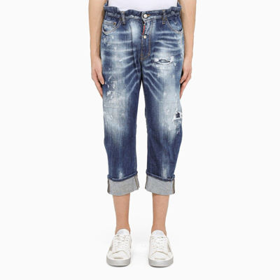Dsquared2 Blue Distressed Crop Jeans