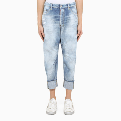 Dsquared2 Washed Blue Cropped Jeans
