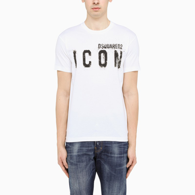 Dsquared2 Icon Spray Printed Cotton Jersey T-shirt In White
