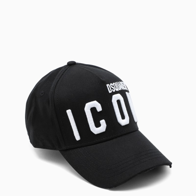 DSQUARED2 BLACK LOGOED ICON BASEBALL CAP