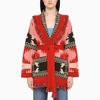 Alanui Pink Cashmere Blend Icon Jacquard Cardigan In Pink