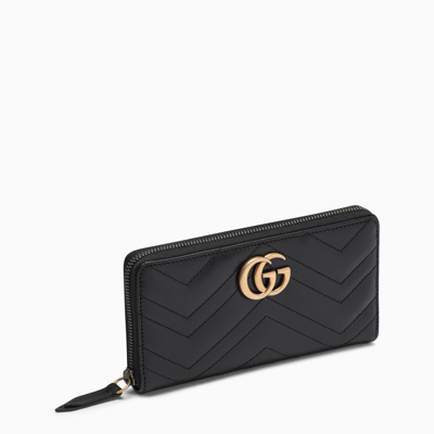 Gucci Black Marmont Gg Zip Around Wallet
