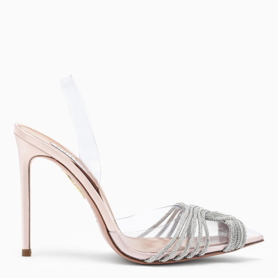 Aquazzura Crystal Gatsby Slingback Sandals In Pink
