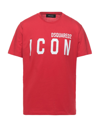 Dsquared2 Man T-shirt Coral Size L Cotton In Red