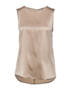 Peserico Woman Top Sand Size 12 Silk, Elastane In Beige