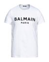 Balmain White Crewneck T-shirt With Contrasting Logo Lettering Print In White