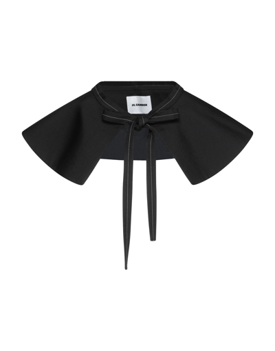 Jil Sander Woman Cape Black Size 6 Viscose, Linen, Silk