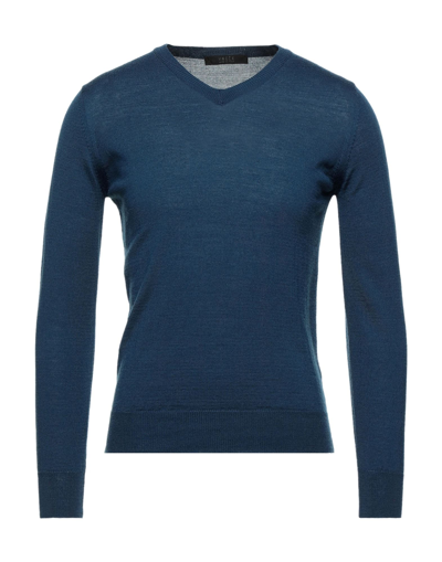 Vneck Sweaters In Slate Blue