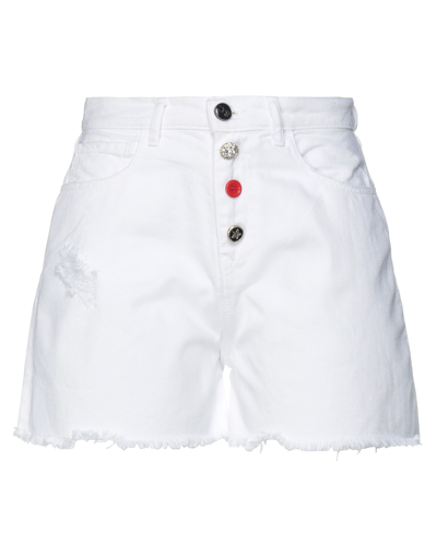 Semicouture Decorative-button High-waisted Shorts In White
