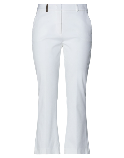 PESERICO PESERICO WOMAN PANTS WHITE SIZE 16 COTTON, ELASTANE