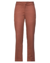 Ottod'ame Woman Pants Brown Size 26 Cotton, Elastane