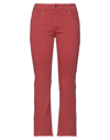 Care Label Woman Jeans Brick Size 29 Cotton, Elastane In Red