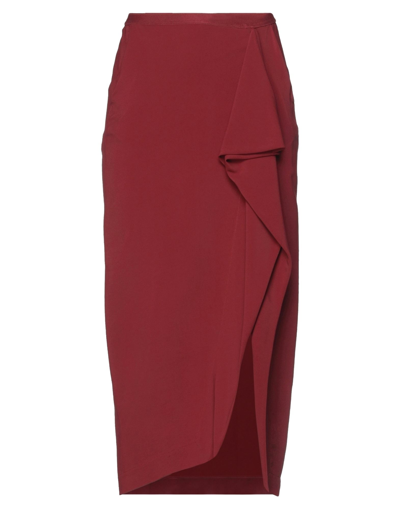 Rick Owens Midi Skirts In Brick Red