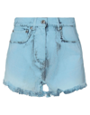 Msgm Distressed-effect Denim Shorts In Blue