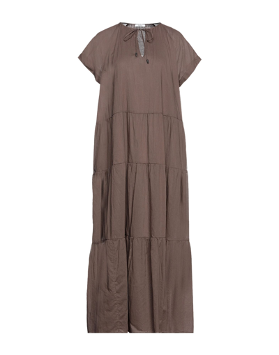 Peserico Long Dresses In Brown