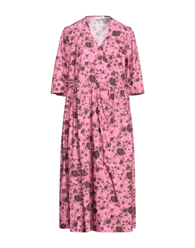 Ganni Midi Dresses In Fuchsia