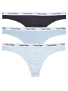 Calvin Klein Carousel Thong 3-pack In Blue,grey,logo
