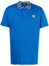 Versace Greca Border Short-sleeve Polo Shirt In Royal Blue