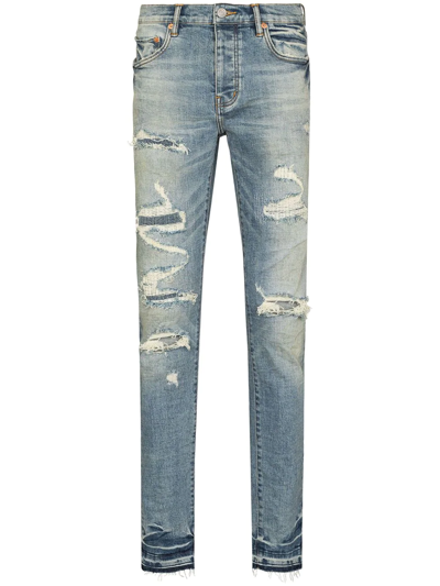 Purple Brand P001 Vintage Distressed-finish Skinny Jeans In Blue