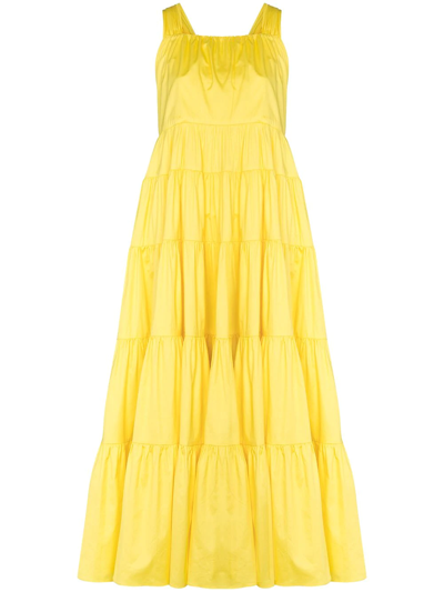 Aje Le Mempris Tiered Poplin Maxi Dress In Yellow