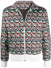 Valentino Stripe-detail Optical Print Jacket In Red