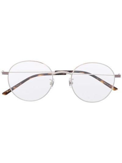 Gucci Oval Round-frame Glasses In Silver