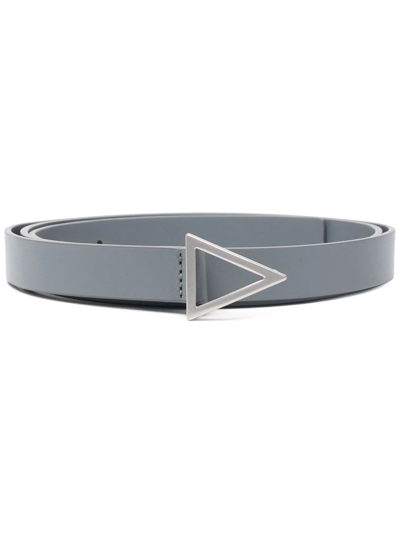 Bottega Veneta Triangle-buckle Leather Belt In Grey | ModeSens