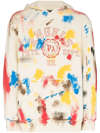 Palm Angels Painted College Logo-print Hoodie In Neutrals