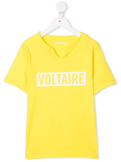 Zadig & Voltaire Teen Logo-print Short-sleeved T-shirt In Yellow