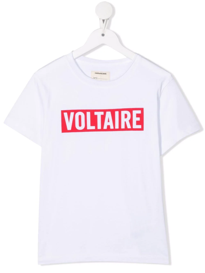 Zadig & Voltaire Teen Logo-print Short-sleeved T-shirt In White