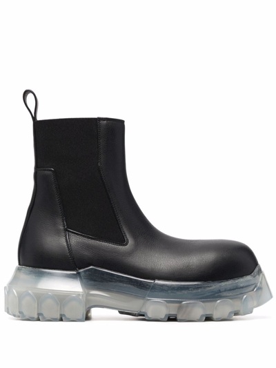 Rick Owens Beatle Bozo Leather Ankle Boots In Black