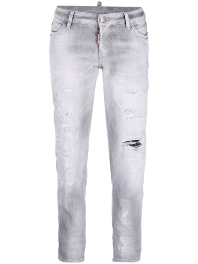 Dsquared2 Logo-patch Denim Jeans In Grey