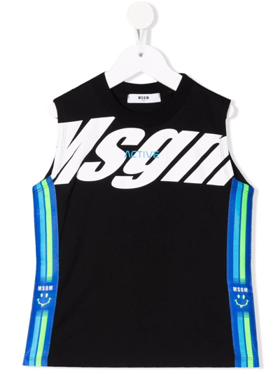 Msgm Teen Boys Black Logo Waistcoat Top