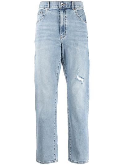 Five Cm Distressed Straight Leg Jeans In Blue