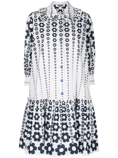Vivetta Chemisier Dress With Contrasting Floral Print - Atterley In White