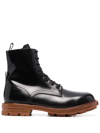 ALEXANDER MCQUEEN PATENT-LEATHER LACE-UP BOOTS