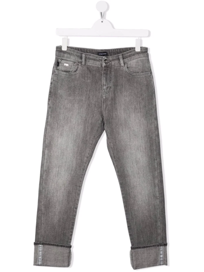 Emporio Armani Kids' Mid-rise Skinny Jeans In Grey