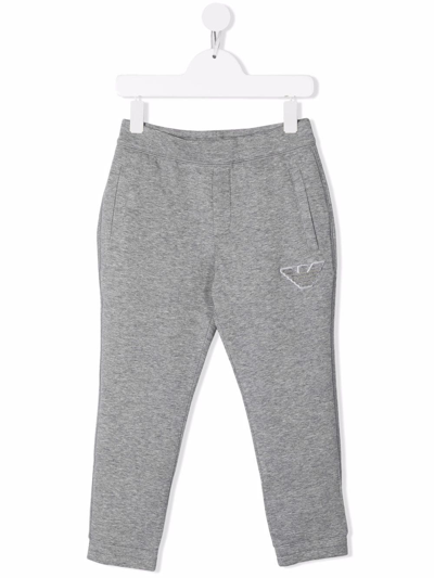 Emporio Armani Kids' Embroidered Logo Track Pants In Grey