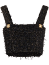 Balmain Tweed Sports Bra Crop Top - Atterley In Black Gold