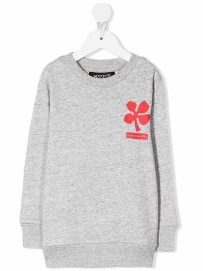 Scotch & Soda Kids' Logo Crew-neck Sweatshirt In Grey