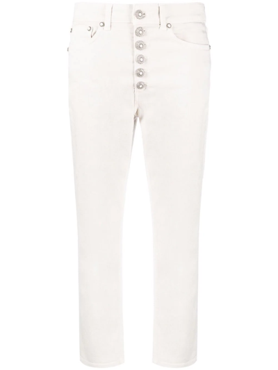 Dondup Koons Cropped Button-fly Trousers In Neutrals
