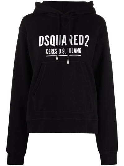 Dsquared2 Logo-print Pullover Hoodie In Black