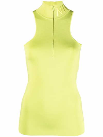 Nina Ricci Embroidered-logo High Neck Vest In Green