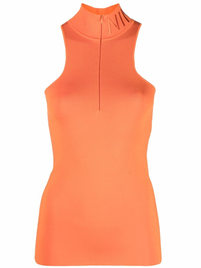 Nina Ricci Embroidered-logo High Neck Vest In Orange