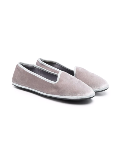 Siola Kids' Slip-on Velvet-effect Loafers In Grigio