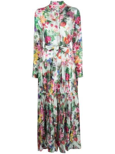 Golden Goose Dalma Printed Shirt Maxi Dress In Green
