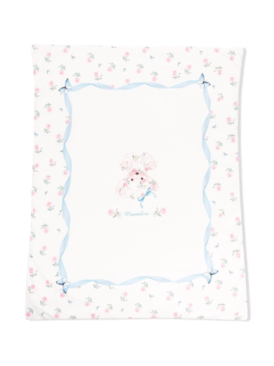 Monnalisa Logo-print Floral Blanket In White