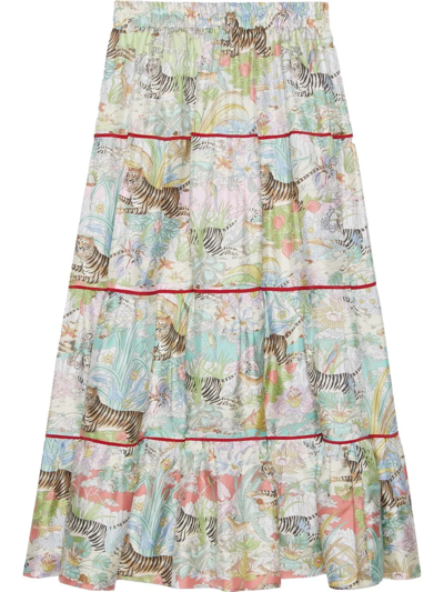 最新な Gucci ModeSens | Ivory In Skirt Tiger-print トップス