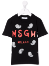 Msgm Black T-shirt For Girl With Red Logo In Black