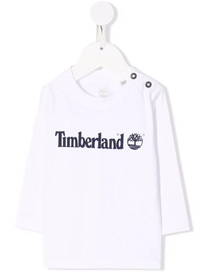 Timberland Babies' Logo Long-sleeve Top In White
